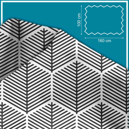 Tesatura impermeabila, material pentru tapiterie de exterior, 160x100 cm, pretabil fata de masa gradina, Hexagonal Black [3]