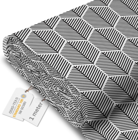 CASA SI GRADINA - Tesatura impermeabila, material pentru tapiterie de exterior, 160x100 cm, pretabil fata de masa gradina, Hexagonal Black