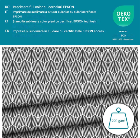 Tesatura impermeabila, material pentru tapiterie de exterior, 160x100 cm, pretabil fata de masa gradina, Hexagonal Black [2]