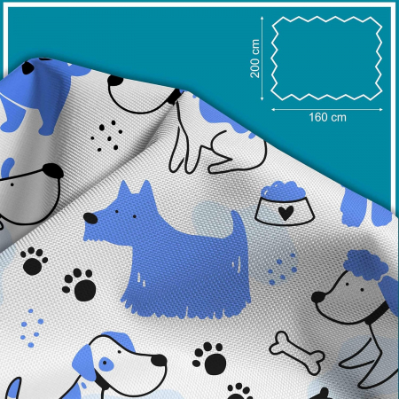 Tesatura impermeabila, material pentru tapiterie de exterior, 160x100 cm, pretabil fata de masa gradina, Blue Dogs [5]