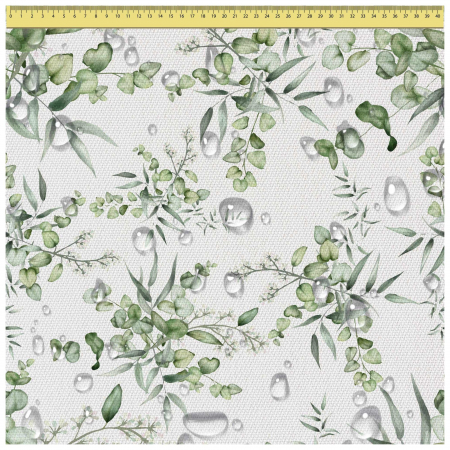 materiale textile - Tesatura impermeabila, material pentru tapiterie de exterior, 160x200 cm, pretabil fata de masa gradina, FRUNZE DE EUCALIPT