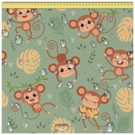 materiale textile - Tesatura impermeabila, material pentru tapiterie de exterior, 160x200 cm, pretabil fata de masa gradina, Maimute