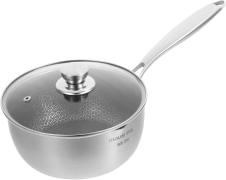 USTENSILE PREPARARE - Oală mica de gătit antiaderentă din oțel inoxidabil, cu maner si capac