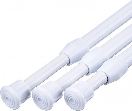 tije perdele - Tija extesibila pentru perdele fara gaurire, 3 segmente, alba, 55-90cm, 14mm