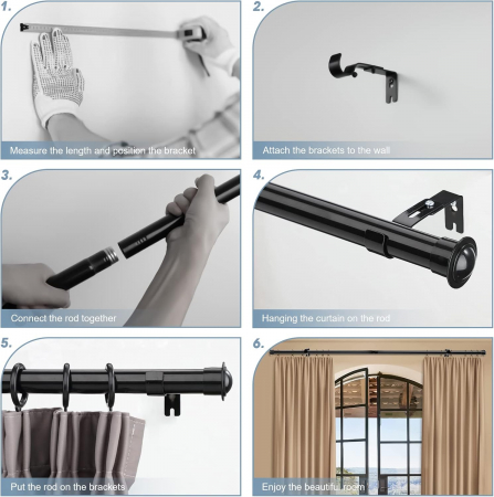 Tija telescopica 28 mm, extensibila, 76-115 cm cu console, neagra [5]