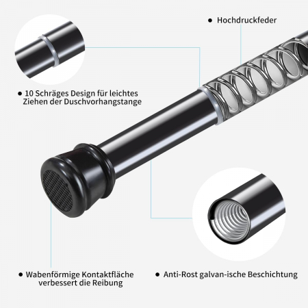 Tija telescopica din otel, neagra, 90-160 cm, fara gaurire [1]