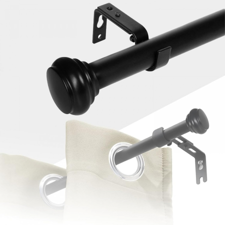 tije perdele - Tija telescopica 25 mm, extensibila, 122-213cm cu console, neagra