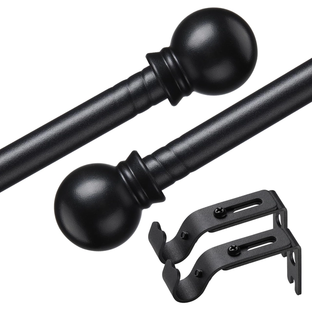 tije perdele - Tija telescopica, extensibila, 76-116cm cu console, neagra - Copie