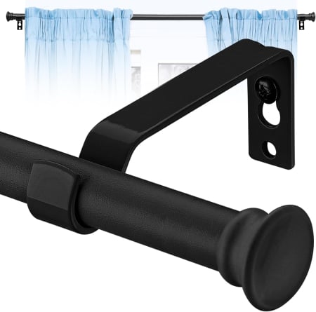 tije perdele - Tija telescopica, extensibila, 76-198 cm cu console, neagra