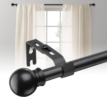 tije perdele - Tija telescopica, extensibila, 71-121cm cu console, neagra
