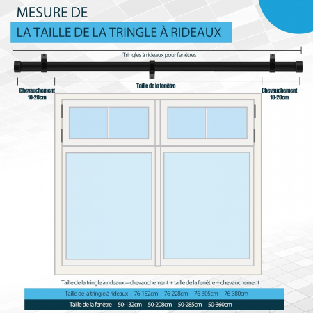 Tija telescopica, extensibila, 76-114cm cu console, neagra [4]