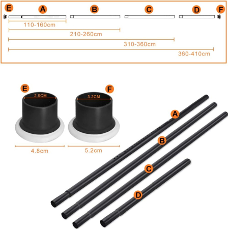 Tija telescopica, extensibila, 360-410 cm neagra [1]