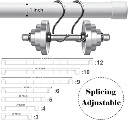 Tija telescopica extra lunga, extensibila, 76-157 cm cu console, diametru 2,54 cm, argintie [2]