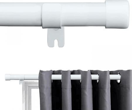 tije perdele - Tija telescopica extra lunga, extensibila, 76-395 cm cu console, diametru 2,54 cm, alba