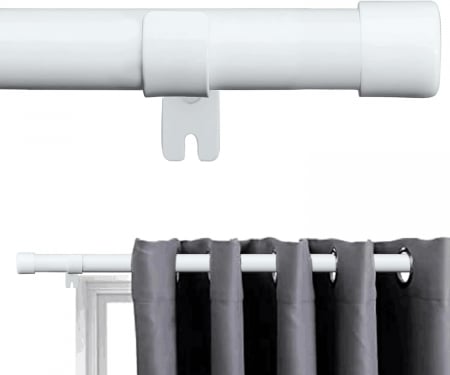 tije perdele - Tija telescopica extra lunga, extensibila, 76-198 cm cu console, diametru 2,54 cm, alba