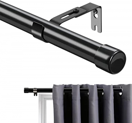 tije perdele - Tija telescopica extra lunga, extensibila, 76-238 cm cu console, diametru 2,54 cm, neagra