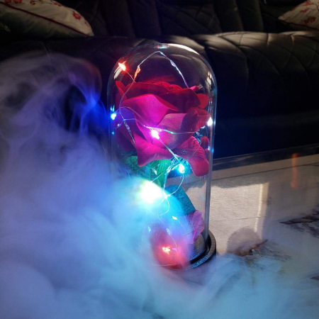 Trandafir rosu etern, iluminat cu LED-uri-"Trandafirul Frumoasa și Bestia" 18 cm [7]