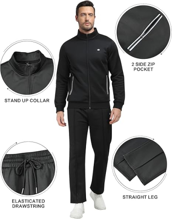 Trening negru pentru barbati,  pantaloni si bluza cu maneci lungi, 2XL [5]