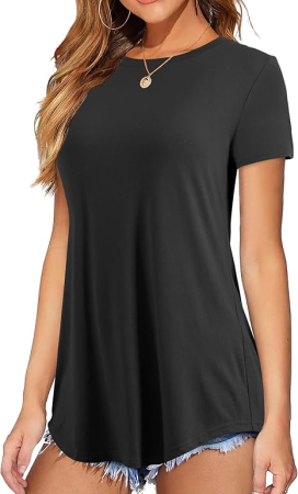 TRICOURI - Tricou negru de vară pentru femei, lejer, respirabil, M