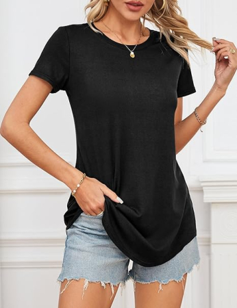 Tricou negru de vară pentru femei, lejer, respirabil, M [3]