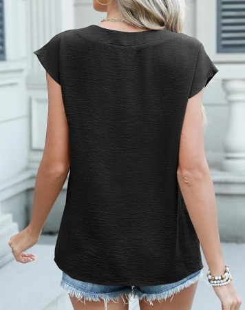 Tricou negru Damă Fără Mâneci, Poliester, Croi Casual, pentru Vară, S [3]