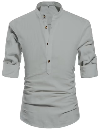 Tricouri barbati - Tricou de vara pentru barbati, cu nasturi, gri L