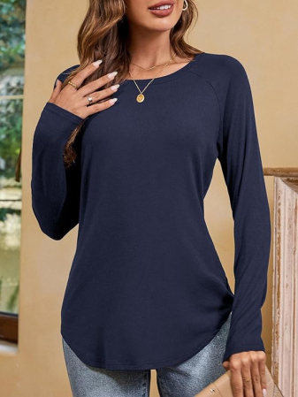 Tricou de vară pentru femei, cu maneca lunga,  Albastru M [3]