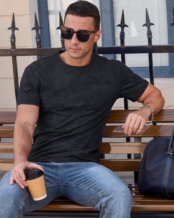 Tricou de vară pentru barbati,  bumbac, negru XL [2]