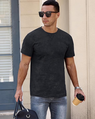 Tricou de vară pentru barbati,  bumbac, negru XL [1]