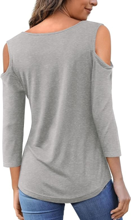 Tricou de vară cu umerii goi pentru femei,  Gri L [1]