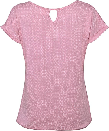 Tricou de vară pentru femei, imprimeu minimalist integral, elastic, simplu  Roz S [3]