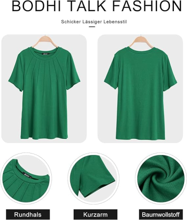 Tricou de vară pentru femei, cu maneca scurta,  verde 2XL [4]