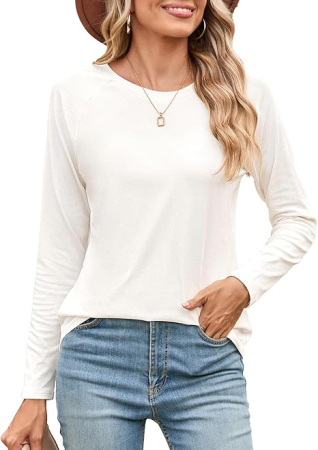 Tricou de vară pentru femei, cu maneca lunga,  Alb M [6]