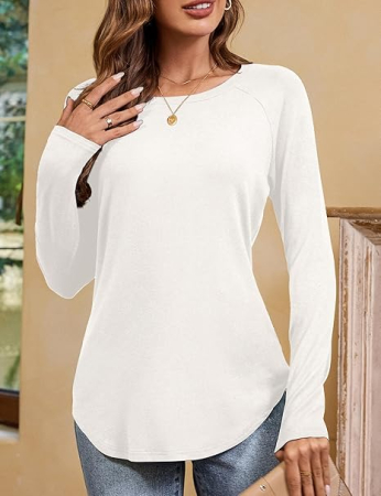 Tricou de vară pentru femei, cu maneca lunga,  Alb M [3]