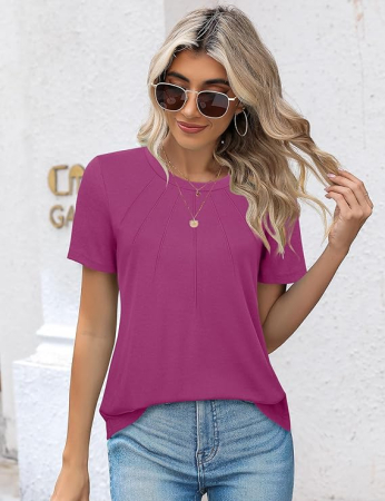 Tricou de vară pentru femei, cu maneca scurta,  rosu L [1]