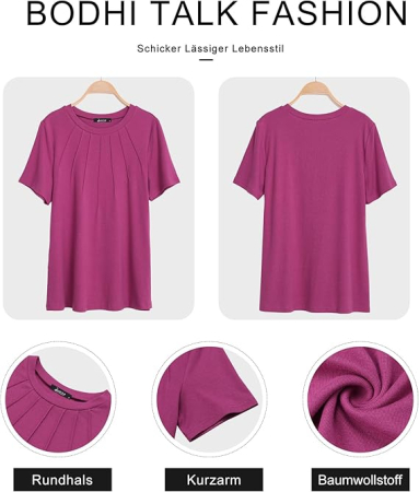 Tricou de vară pentru femei, cu maneca scurta,  rosu 2XL [4]