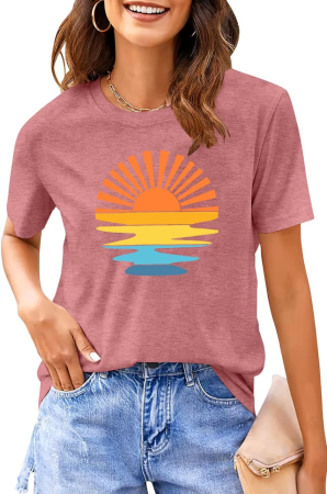 Tricouri dama - Tricou de vară pentru femei, cu maneca scurta,  roz S