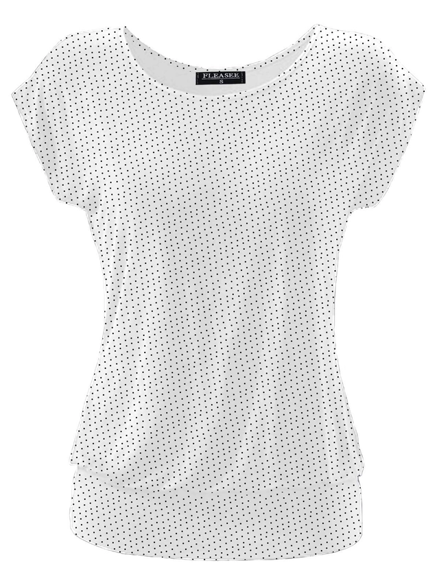 Tricouri dama - Tricou de vară pentru femei, imprimeu minimalist integral, elastic, simplu  Alb 2XL