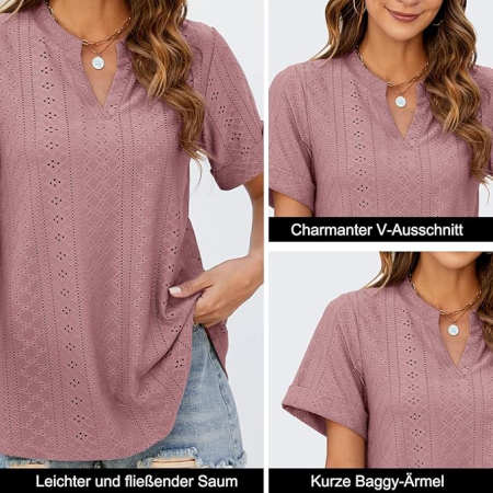 Tricou de vară pentru femei, imprimeu minimalist integral, simplu  kaki L [2]