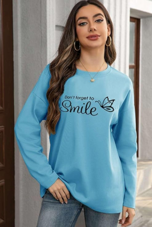 Bluza de vară pentru femei,  albastra cu model S [2]