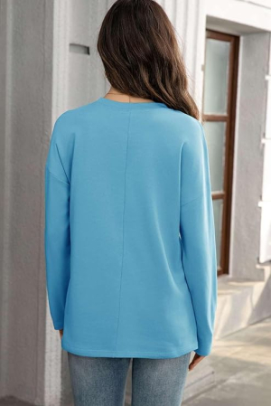 Bluza de vară pentru femei,  albastra cu model S [3]