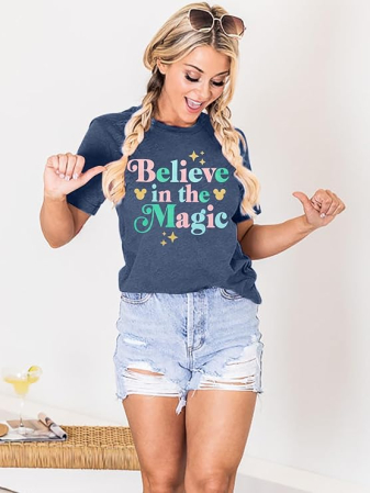 Tricou de vară pentru femei,  albastru Believe in The Magic S [4]