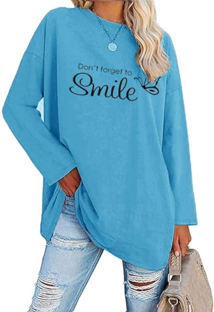 Tricouri dama - Bluza de vară pentru femei,  albastra cu model S