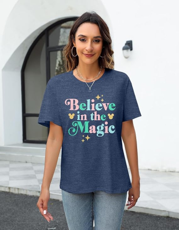 Tricou de vară pentru femei,  gri Believe in The Magic M [3]