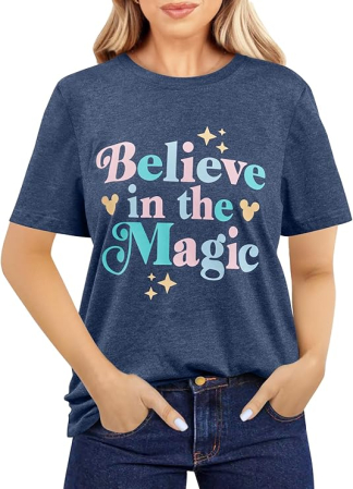 IMBRACAMINTE - Tricou de vară pentru femei,  albastru Believe in The Magic M