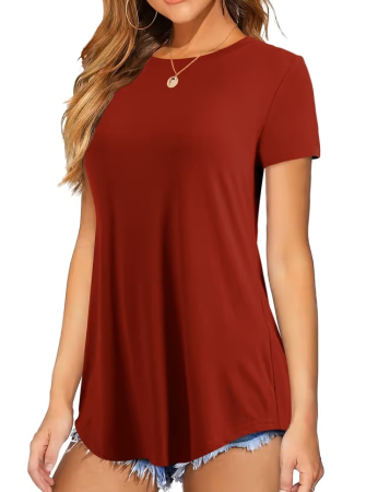 TRICOURI - Tricou rosu de vară pentru femei, lejer, respirabil, 2XL