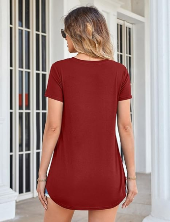 Tricou rosu de vară pentru femei, lejer, respirabil, 2XL [4]