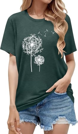 Tricouri dama - Tricou de vară pentru femei,  verde cu model S