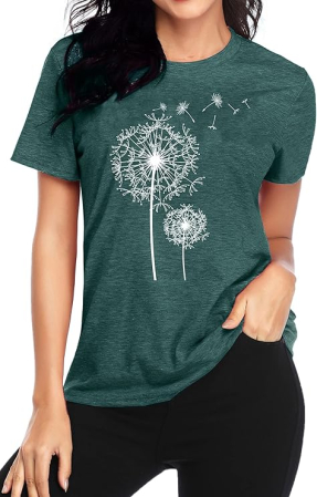 Tricou de vară pentru femei,  verde cu model S [3]