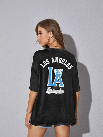 Tricou de vară pentru femei,  gri cu imprimeu 2XL [4]